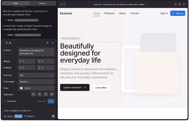 A close-up of the Lovable workflow builder, showing logic blocks and AI model connections.